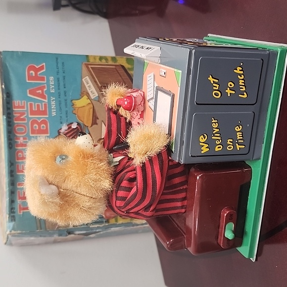 1950's battery operated Telephone Bear, with original box and great condition - Picture 2 of 4